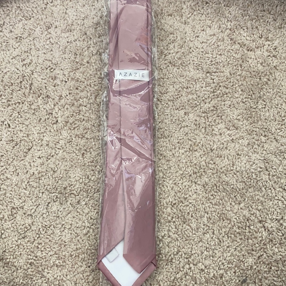 Azazie satin skinny tie vintage mauve NWT